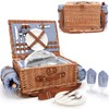 Picnic Basket for 2, Insulated Willow Picnic Baskets with Shoulder