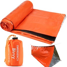 Emergency Sleeping Bag - Lightweight Survival Sleeping Bag Waterproof Thermal Bivy Sack Tent Portable Emergency Blanket Survival Gear for Camping Hiking Outdoor Adventure Activities (1 Pack)