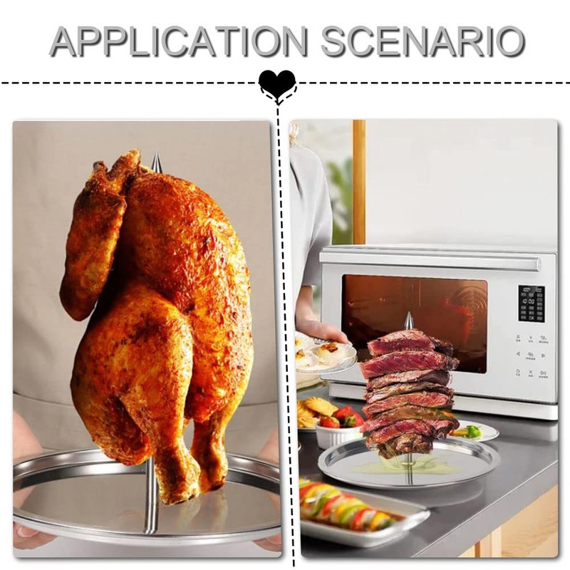 Vertical Skewer Stainless Steel Chicken Roaster Stand Barbecue Grilling Rack