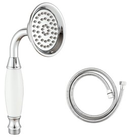 Ownace 3.3 Inch Traditional Brass Ceramics Telephone Hand Held Shower Head Gold Victorian Shower Head with 1.5M Hose for Bathroom Shower Tap