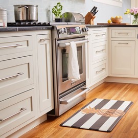 Nicole Miller New York Gold Pineapple Anti-Fatigue Kitchen Mat, Black/White, 20"x39"