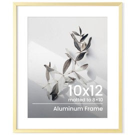 10x12 Picture Frame, 10"x12"(25.4x30.5 cm) Gold Aluminum Gallery Poster Prints Frame, 10"x12" with Mount for 8"x10" with Tempered Glass to Hang Portrait or Landscape