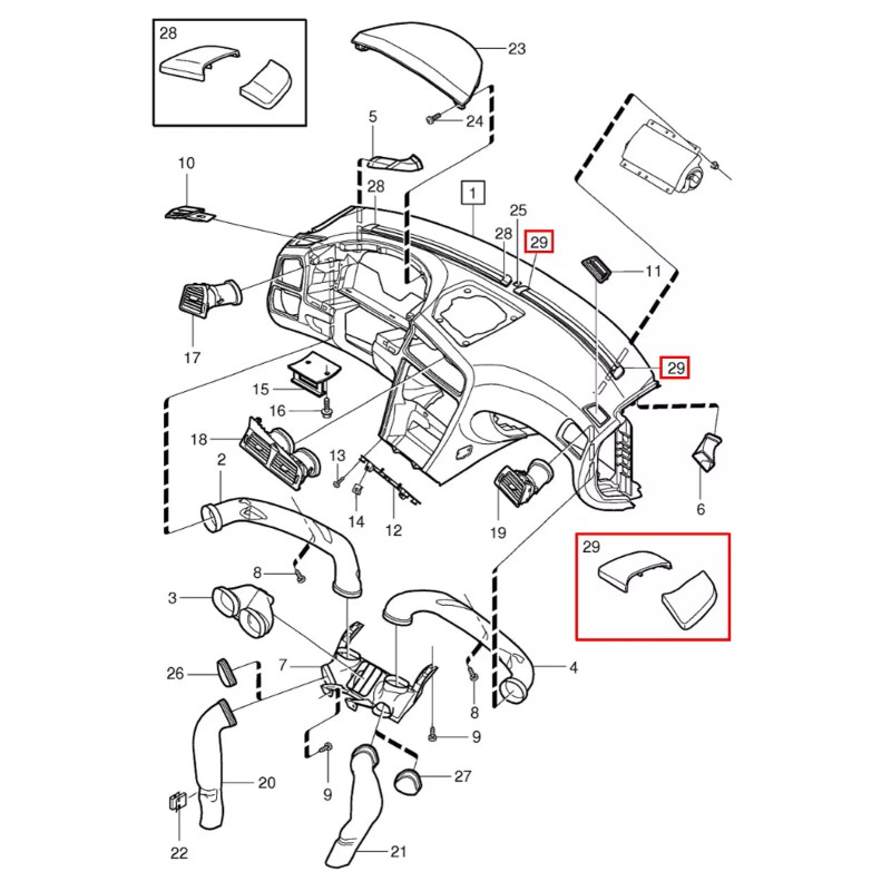 Treedy Labs 4x Volvo P2 Dashboard Vent Trim Kit |
