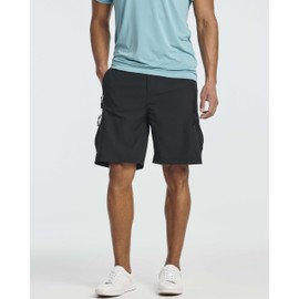 Real Essentials 2 Pack: Mens Hiking Cargo Shorts Lightweight Stretch Casual Outdoor Work Fishing Water Short with Zipper Pockets Relaxed Fit 9 Inch Inseam