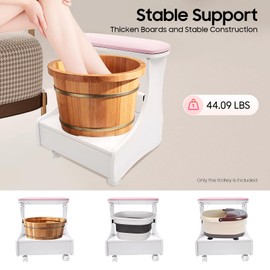 Akynjtbca Foot Bath Stool, Footbath Stool with 4 Universal Wheels with Brakes, Foot Bath Spa Cart Nail Foot Rest Stand Foot Massage Station for Foot Baths, Foot Manicures, Foot Massages ﻿ (Pink)
