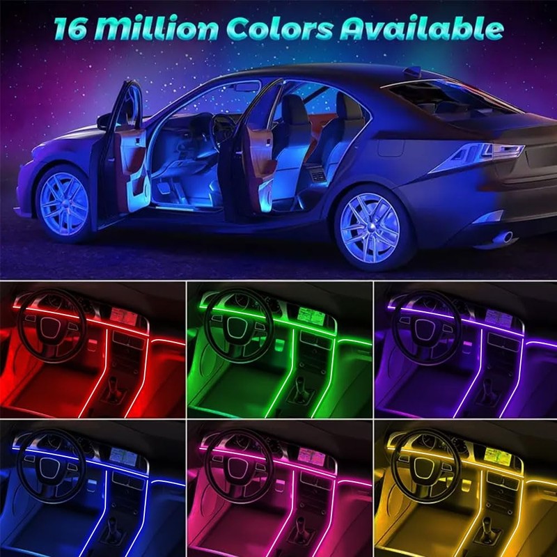 Car LED Interior Strip Lights, TEKSHINNY RGB Car Interior LED