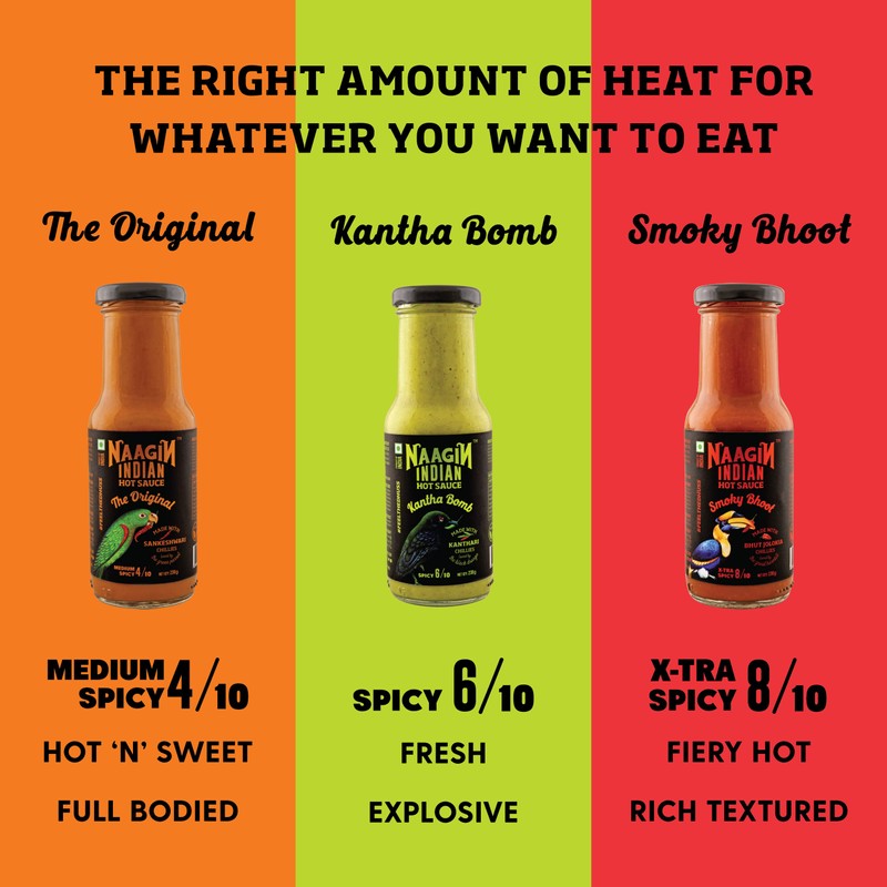NAAGIN Indian Hot Sauce Combo (Original x 1, Kantha x