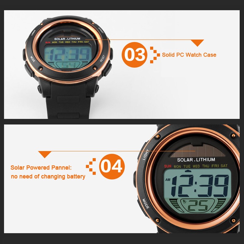 SKMEI Solar Powered Digital Men Women Sports Watch Big Dial
