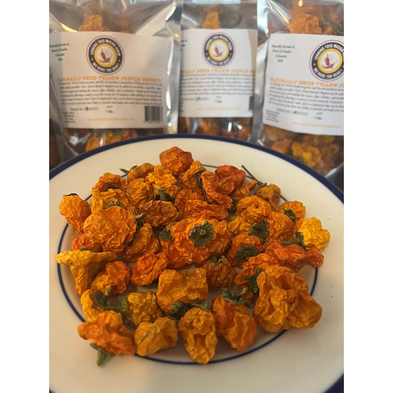 Leaning Tree Micro-Farm Naturally Dried Scotch Bonnet Peppers-Yellow- 1 oz.
