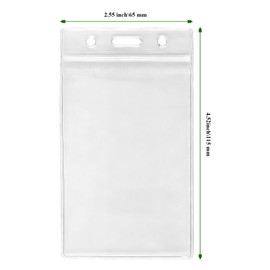 200 Pack Vertical Plastic Badge Holders, 2.5" x 3.8" Clear Waterproof ID Badge Holders with Resealable Zip, PVC Sleeves Name Tags for Office and School, Fits ID/Credit Cards