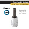 Titan 15608 3/8-Inch Drive x 8mm Hex Bit Socket