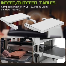 Feed/Outfeed Table Replacement 723521, Compatible with JWDS-1632, JWDS-1836 & JWDS-1632OSC Drum Sanders – 40" Work Surface, 65lb Capacity, Includes Hardware