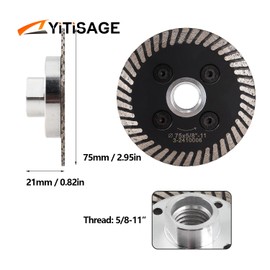 YITISAGE 3 inch Tile Diamond Saw Blade Turbo Segment Carving Cutting Disc with Removable 5/8-11 Thread for Cutting Tile Granite Marbles(Black)