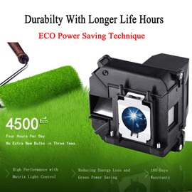 EWO'S ELP68 Replacement Lamp Bulb for Epson-ELPLP68-PowerLite-Home-Cinema 3020 3020E 3010 3010E Projectors, with Housing