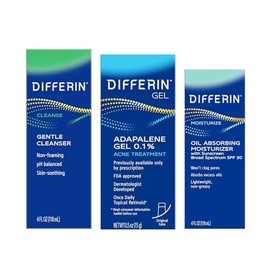 Differin Skin Care Set, Differin Gel 3 Step Regimen, Acne Treatment, Sunscreen SPF 30 for Face, Facial Cleanser, for Acne Prone Sensitive Skin