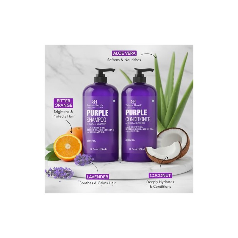 Botanic Hearth Purple Shampoo & Conditioner Set, 473 ml Each
