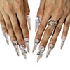 Krystil Press On Nails - 24 Nails Kit, Silver Acrylic