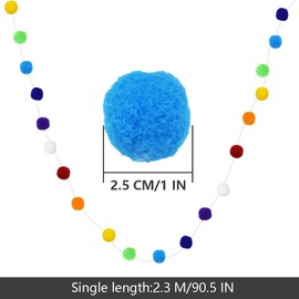 Ruidee 3Pcs Felt Ball Garland 2.3m Colorful Wool Fuzzy Pom Pom Garland Strings for Crafts, Party, Festival, Wall Decoration (MQ/8-Colour)