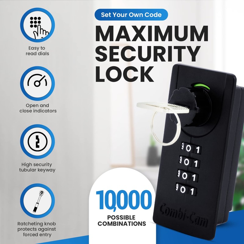 Combi-Cam 7700 & Key MAX Combination Locker LOCKS-7700, Black