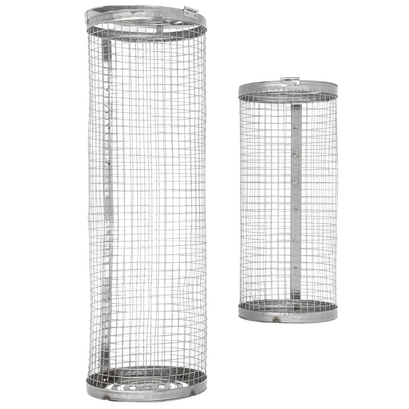 2PCS BBQ Net Tube Stainless Steel Barbecue Grill Basket Rolling