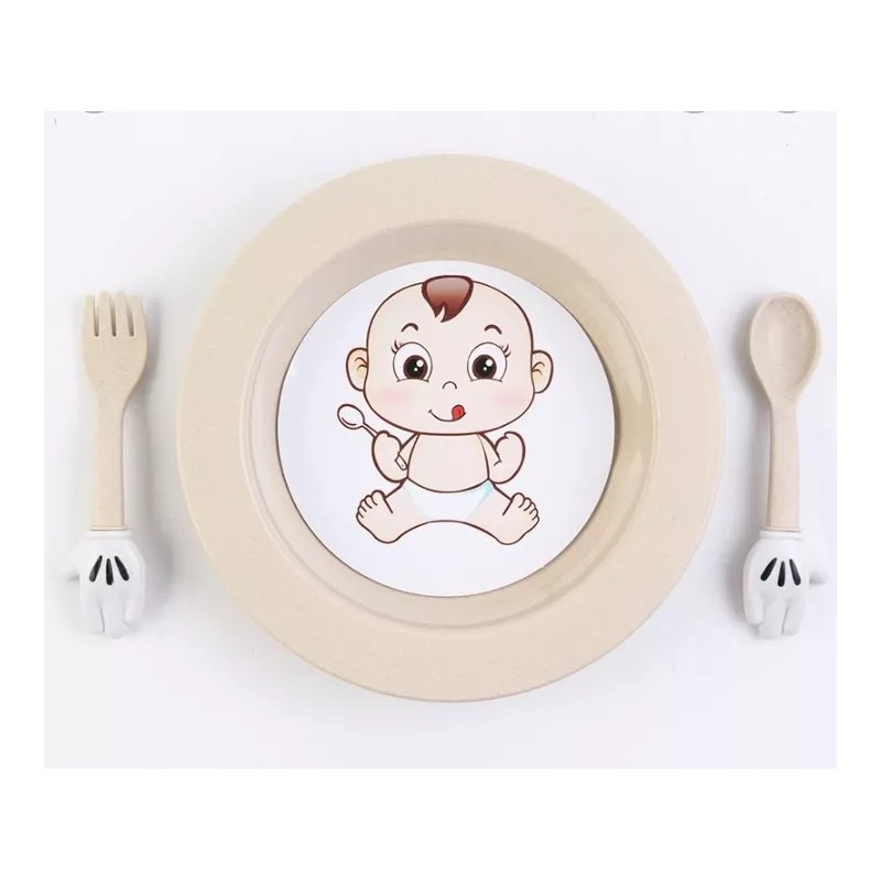 CL Platito Y Cubiertos De Bebe Mini Vajilla