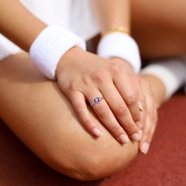 ChicSilver Birthstone Jewelry 925 Sterling Silver Purple Alexandrite June Birthstone Celtic Knot Heart Ring Eternity Engagement Band for Women