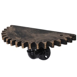 Operitacx Rohrwandregal Mit Wasserrohr Und Zahnradelementen Schwebendes Bücherregal Aus Blumenholz Für Außenbereich Regaltrennwand Für Heimdekoration Rustikales Wandregal Für