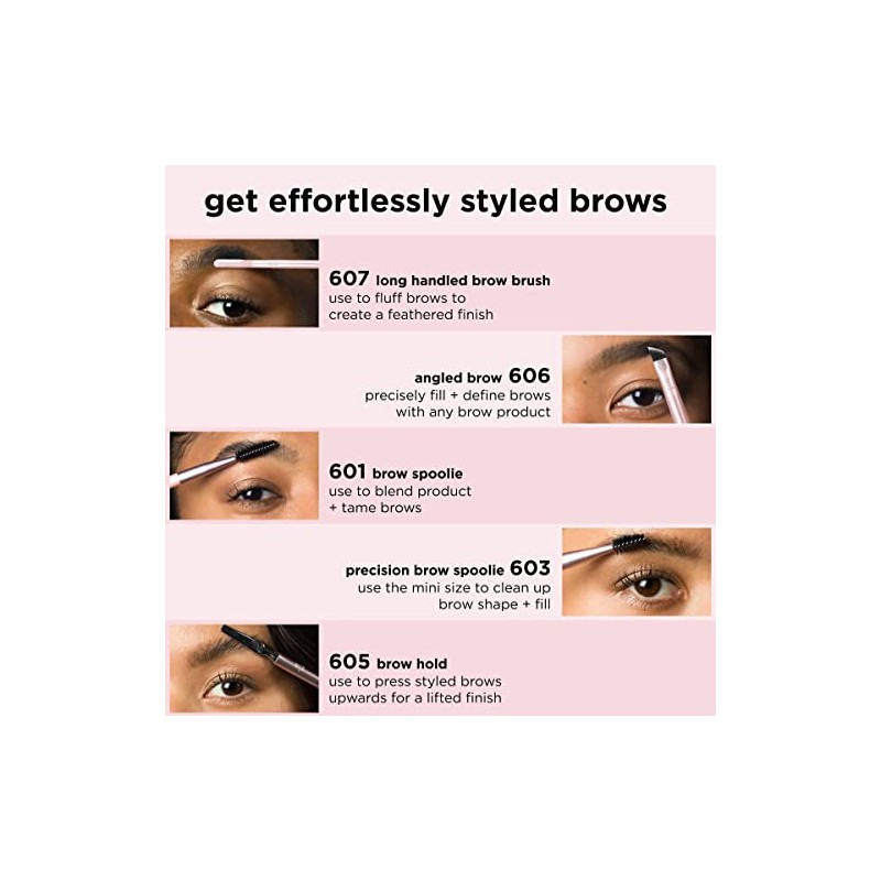 REAL TECHNIQUES, Kit de Brochas para Cejas, Incluye 3 Herramientas