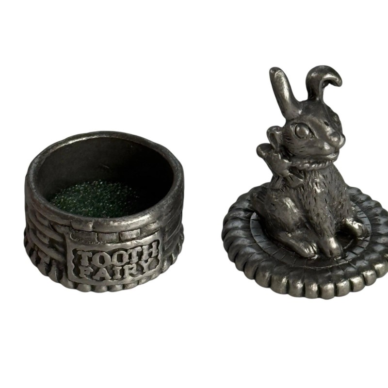 Torino Pewter Tooth Fairy Keepsake Box Rabbit 2" Tall Trinket