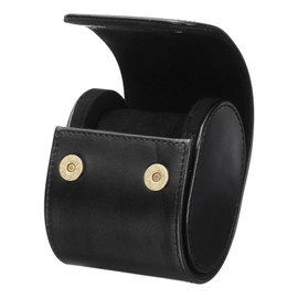 sourcing map Watch Roll Travel Case Single Slot Portable Leather Storage Cases for Men and Women, Watches Storage Organizer with Removable Pillows for Traveling, Display, Home Storage, Black