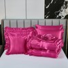 Herside Satin Hot Pink Ruffle Comforter Set with Sheet Set