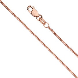 14k REAL Rose/Pink Gold Solid 0.8mm Diamond Cut Braided Square Wheat Chain Necklace with Lobster Claw Clasp - 20"
