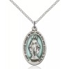 Bliss Sterling Silver Miraculous Medal Catholic Pendant Necklace 24" Chain