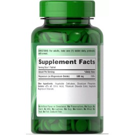 Puritan's Pride Magnesium High Potency 500 mg - 100 Tablets, Exp. 01/2027