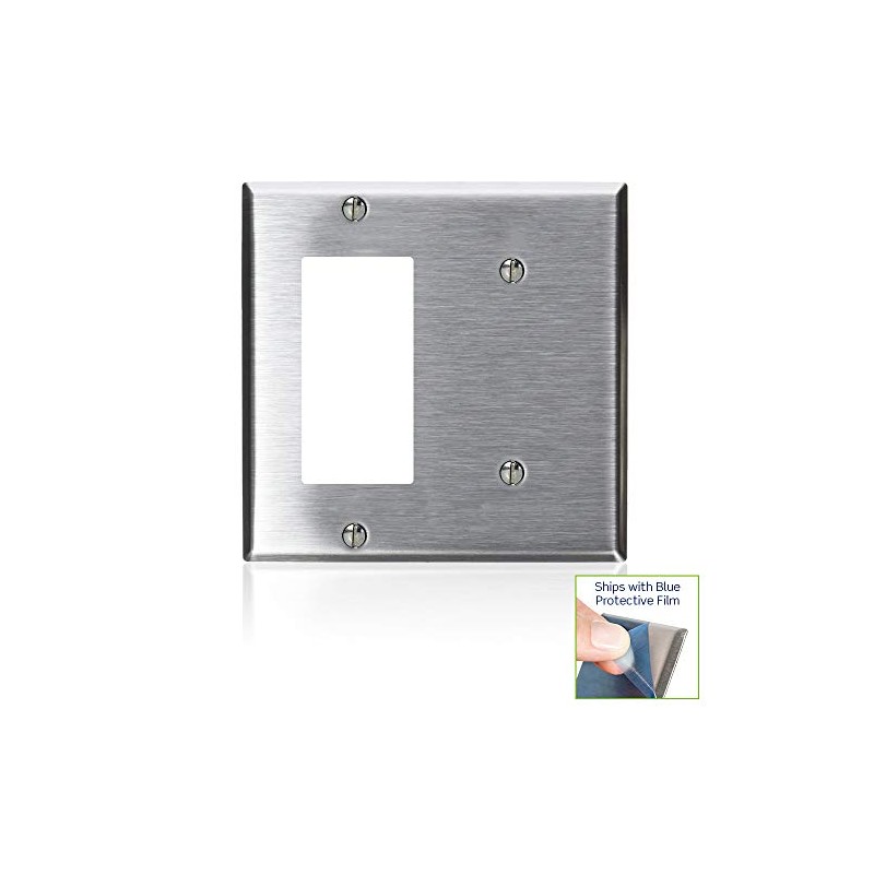 Leviton 2-Gang 1-Blank 1-DECORA (R) Brand (R)/GFCI Device Combination Wallplate,