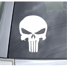 Skull Decal Vinyl Sticker for Car Truck Van Windows Laptop, White Skull Bumper Sticker | White | 5.5 inches
