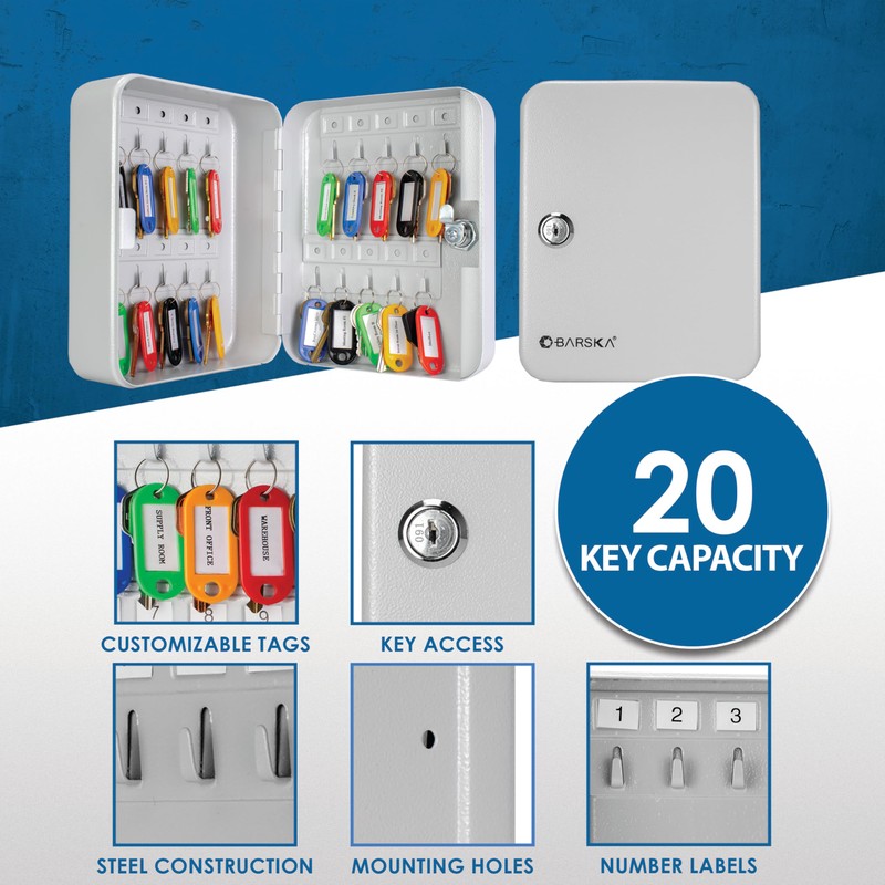 Barska 20 Position Key Cabinet – Wall Mount Steel Key