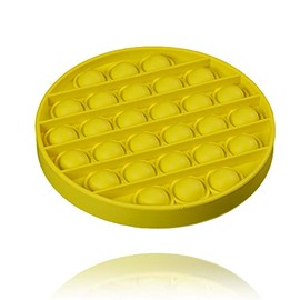 Silicone Push Pop Bubble Fidget Sensory Toy - Stress & Anxiety Push Pop Fidget Toy for Kids & Adults - Top Autism Special Needs Stress Reliever (Round, Yellow)