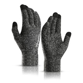 Trendoux Winter Gloves for Men and Women - Touchscreen Warm Thermal Gloves with Non-Slip Grip & Stretchy Material, black white, m