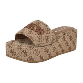 Guess Women's BINTAI Sandal, Medium Brown Logo 210, 7.5