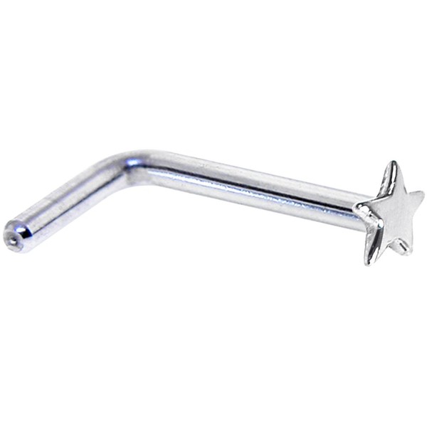 Body Candy 14k White Gold Star L-Shaped Nose Ring 18