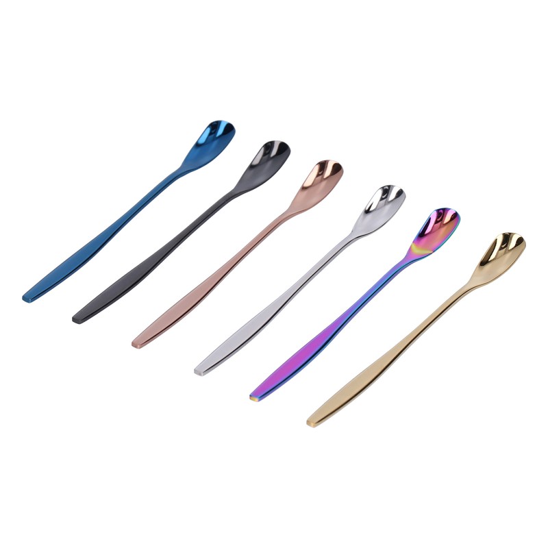 6PCS Coffee Spoon Stainless Steel Mixing Spoon Thickened Long Handle