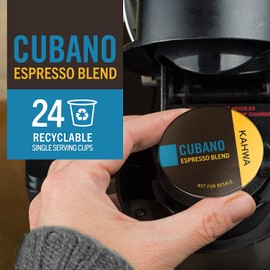 Kahwa Coffee Cubano, Cuban Coffee, Dark Roast Blend, Single-Serve Coffee Pods, Compatible with Keurig Brewers, 24 pods