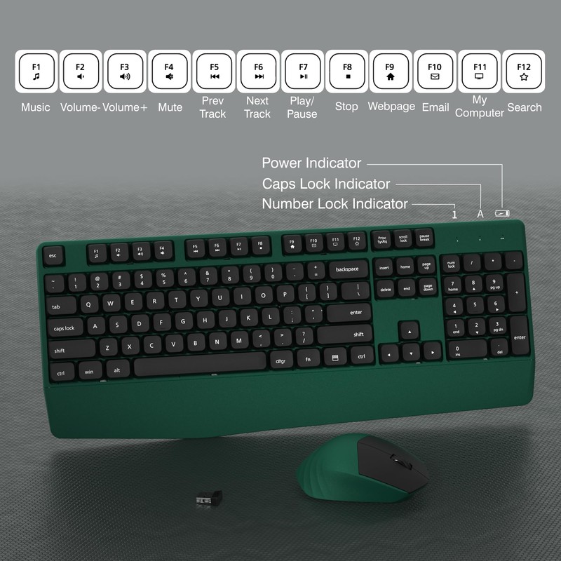 Links9+ Wireless Keyboard and Mouse Combo, Full-Sized 104 Keys 2.4GHz