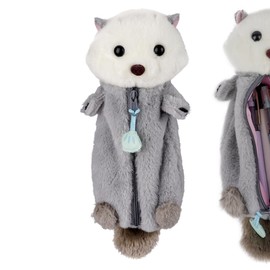 JANKOW Otter Pencil Pouch, Cute Otter Zipper Pencil Pouch, Plush Animal Pencil Case Bag for Office Classroom Supplies