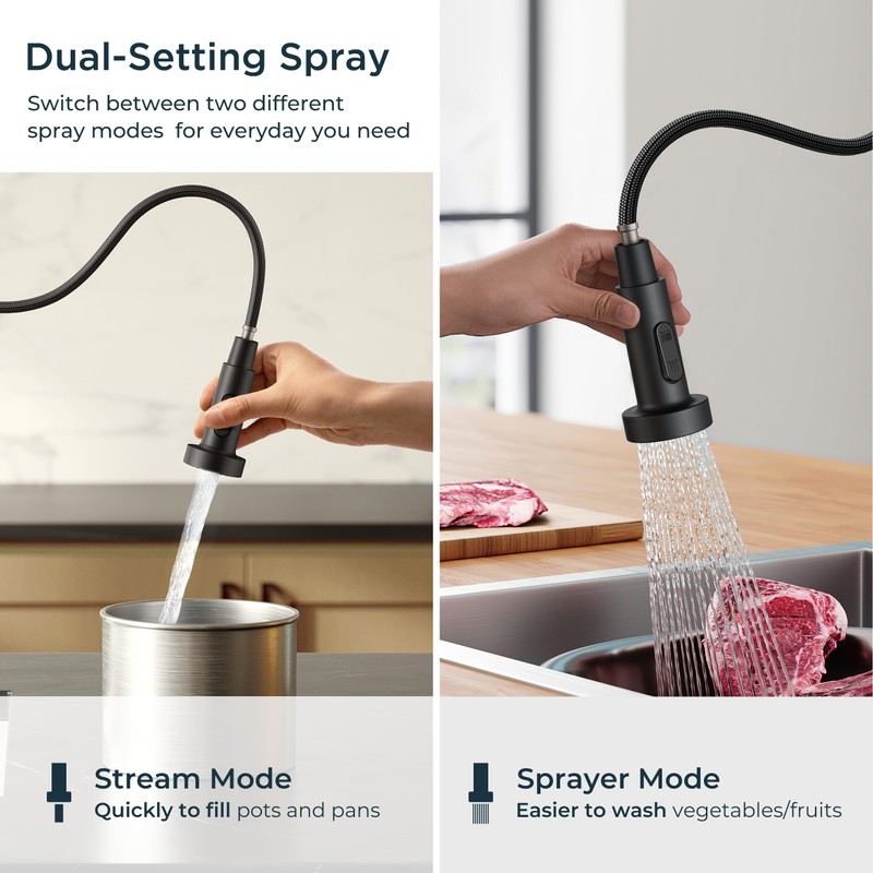 FORIOUS Black Touchless Kitchen Faucet with Soap Dispenser, Motion Sensor
