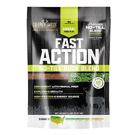TROPHY IMAGE Fast Action No-Till Buck Blend Deer Food Plot | Annual | Premium No-Till Blend | 5 Pound Bag