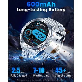 PODOEIL Military Smart Watches for Men with Bluetooth Call, 1.6" AMOLED Waterproof Smartwatch with Flashlight, 116 Sport Modes, 600mAh Heart Rate/SpO2/Sleep Monitor Fitness Tracker for Android iOS