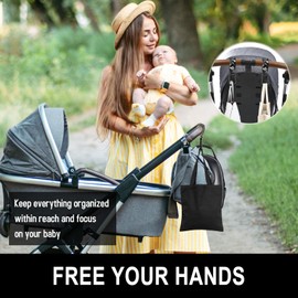 Gukeniu Baby Stroller Hooks for Hanging Bags, Universal Stroller Clips Accessories, Mommy Hook for Diaper Bag, Shopping Cart, Purse, Backpack - 2 Pack, Black Flower