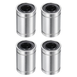 sourcing map 4Pcs LM10UU Linear Bearing 10mm Bore 19mm OD 29mm Length Linear Ball Bearings Nickel Plated Surface Double Side Rubber Sealed Bearing Steel for CNC Machine 3D Printer